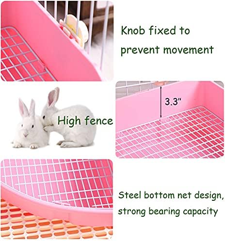kathson Large Rabbit Litter Box Bunny Corner Toilet Box Potty Trainer Bigger Pet Pan Small Animal Cage Toilet Bedding Box Fanshaped for Adult Guinea Pigs Chinchilla Ferret Galesaur