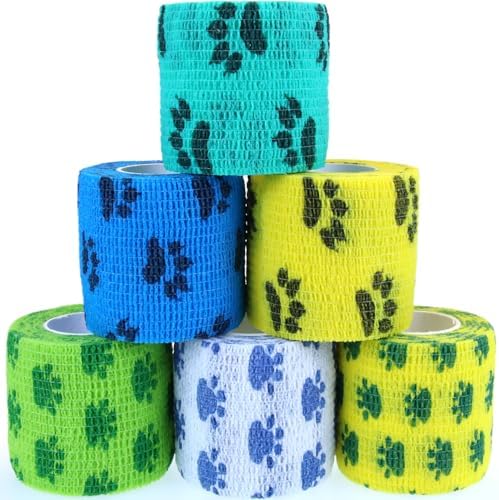 Self Adhesive Bandage Wrap Cohesive Bandage Bulk Vet Tape Self Adherent Wrap First Aid Tape for Dogs Cats Horses Birds Animals for Wrist Healing Ankle Sprain & Swelling