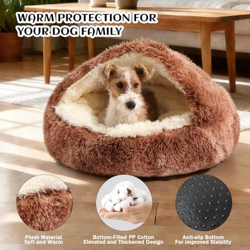 NOYAL Hooded Donut Bed, Calming Cave for Cats & Small Dogs