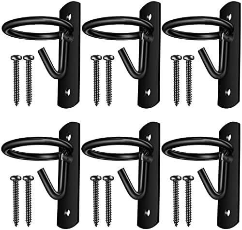 Dunzy 6 Pcs Bucket Hooks for Horses Bucket Hangers Holder Metal, Black
