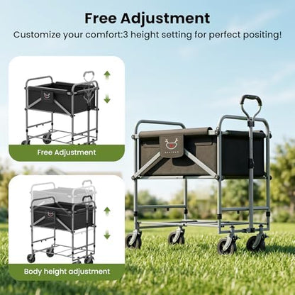 Foldable Dog Bath Cart for Dirty Outdoor Dogs,Adjustable Height pet Bath Cart for Small and Medium Dogs(5-55 lbs) and Cats,Four-Wheel Bathing Cart with Brake,No Need to Carry Your Muddy Pup Home