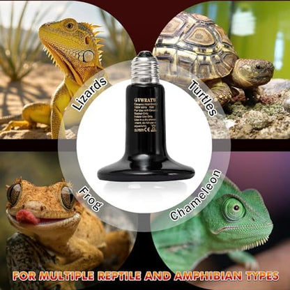 Non-Light Emitting Heating Ceramic Heat Emitter 0.25 inch-75mm - 50W Reptile Heat Lamp (2-Pack) for Terrariums, Brooders & Incubators, Turtle, Lizard, Bearded Dragon, Snake, Small Pets - E26