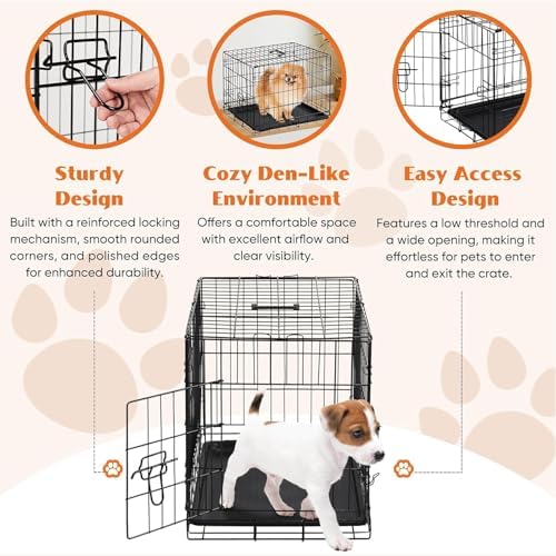 Sweetcrispy 24 Inch Dog Crate, Small Dog Cage, Foldable Puppy Pet Kennel