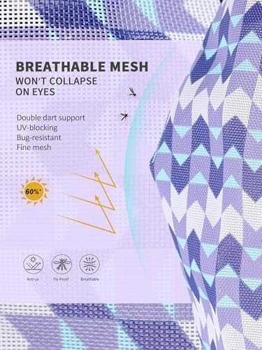 Tackmore Horse Fly Mask Without Ears, Breathable Structured Mesh for Horses, Soft Fleece Edging, UV Protection, Printed Turnout Mask for Pasture-Purple Waves XL