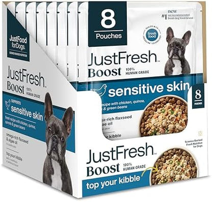 JustFoodForDogs JustFresh Boost Sensitive Skin Dog Food Toppers - 8 Pack