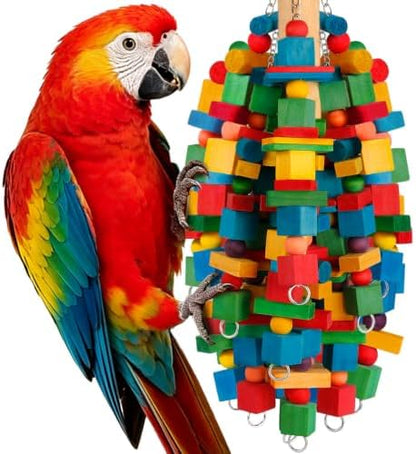 Bird Toys Parrot Toys Natural Wood Blocks Bird Chew Toy for Large Bird
