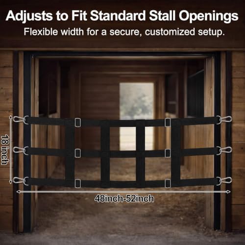2 Pcs Stall Guards for Horses 48" x 18 " with Adjustable Strap Black