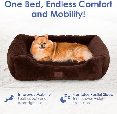 AMERICAN KENNEL CLUB Cuddler Pet Bed with Low-Profile Entrance – 30" Plush Dog Bed for Medium Breeds Up to 50 lbs, Ultra-Soft Washable Bed with Non-Slip Bottom, Durable High-Loft Filling, Brown