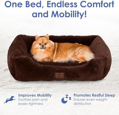 AMERICAN KENNEL CLUB Cuddler Pet Bed with Low-Profile Entrance – 30" Plush Dog Bed for Medium Breeds Up to 50 lbs, Ultra-Soft Washable Bed with Non-Slip Bottom, Durable High-Loft Filling, Brown