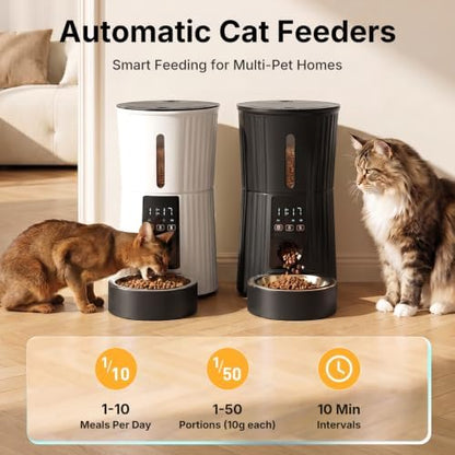 NEWBULIG Automatic Cat Feeder with APP 4L Small Dog Food Dispenser, White