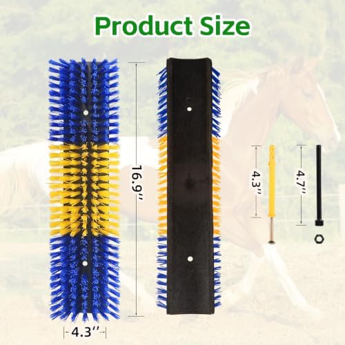 Livestock Scratch Brush for Cattle, Horses, Goats, Cow, Durable Scratching Brush, Massage Grooming Tool for Healthy Coat, Relieves Itching, Easy Install on Fence Posts(6pcs, Yellow)