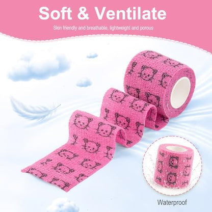 Vet Wrap Cohesive Bandages, Self-Adhesive Bandage Wrap, Breathable Non-Woven Self Adherent Tape for Pet Dog Leg Paw Wound, Horse, Cat, First Aid & Ankle Sprain, 2 Inch, 6 Rolls