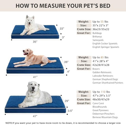 WNPETHOME Orthopedic Waterproof Large Dog Bed for Crate Cozy Sleep