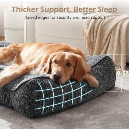 JOEJOY XL Orthopedic Dog Bed for Large Dogs - Extra Thick Foam Pet Bed Sofa with Bolster Sides, Large Sized Dog Couch Bed with Removable Washable Cover, Non-Slip Bottom, Grey (45"x32")