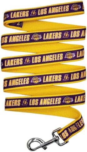 NBA LOS ANGELES LAKERS Dog Leash, Size Small. Heavy-Duty Metal Swivel Buckle Pet Leash
