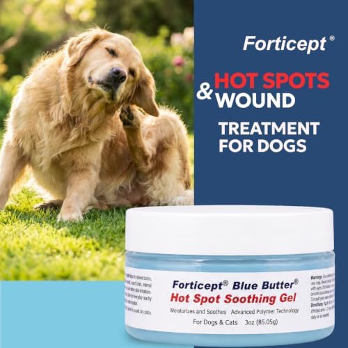 Forticept Dog Wound Care Blue Butter Gel, Hot Spot Treatment for Dogs, Itch Relief, Moisturizing, Prevents Infection, Scratches & Skin Ulcers, Cracked Paw Pads Gel, 3 Ounces (3 OZ)