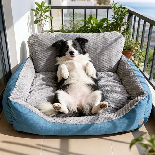 Medium Dog Bed, Orthopedic Bolster Sofa with Soft Plush Cushion, Machine Washable Non-Slip Bottom for Joint Pain Relief, 30"x24"x13" All Season Comfort for Dogs Up to 33 lbs