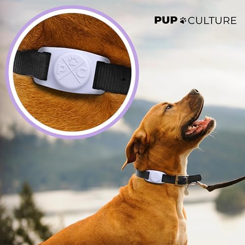 Pup Culture AirTag Dog Collar Holder (2 Pack), Extra-Durable, Lightweight, and Protective AirTag Case for Dog Collar - Track Your Pet Using Apple AirTag Technology - Dog Collar AirTag Holder