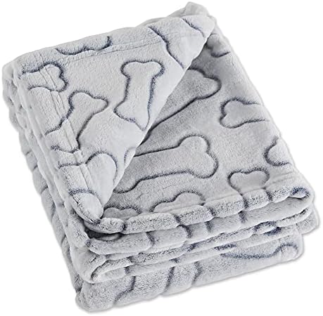 Bone Dry Embossed Bone Print Pet Blanket, 36x48", Gray