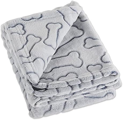 Bone Dry Embossed Bone Print Pet Blanket, 36x48", Gray