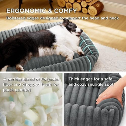 Bedsure ComfyFleece™ Cute XL Dog Beds for Extra Large Dogs，43in Warm Grey