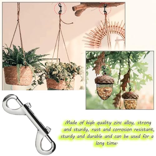 Double Ended Bolt Snaps Hook Zinc Alloy Double Trigger Metal Clips for Hanging Horse Tack Sling Feed Barns Water Buckets Linking Dog Leash Collar Leash Key Chain Horse Feeding Supplies 15 Pieces