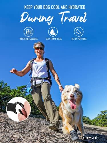 lesotc Dog Water Bottle, Portable Water Dispenser with Water Bowl, Leak Proof Pet Travel Squeeze Bottle, Puppy Essentials Dog Stuff Accessories for Outdoor Walking, Hiking, Camping Doggie Gift