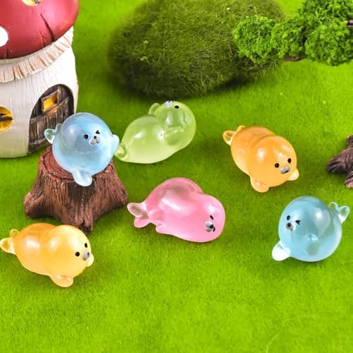 Cute Tiny Seal Figurines Silicone Mold Micro Dollhouse Ocean Animal Epoxy Casting Mold for DIY Resin Art Fairy Garden Miniatures Landscape Crafts Decor(4 Designs)