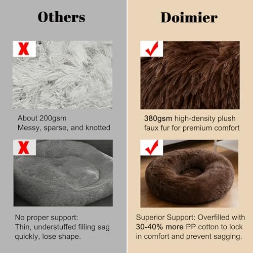 Calming Donut Dog Bed Medium Size Dog - Washable Removable Cover Non-Slip Bottom, Round Pet Bed Cat Bed Warming Fluffy Plush Faux Fur Anti-Anxiety, Fits up to 45 lbs (Coffee, 30")