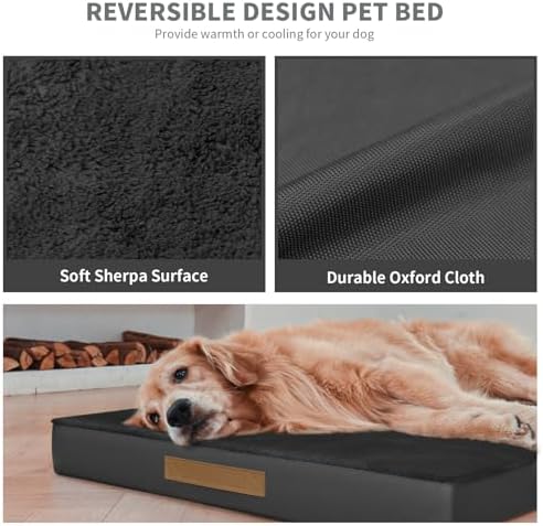 Large Waterproof Orthopedic Dog Bed with Egg Crate Foam