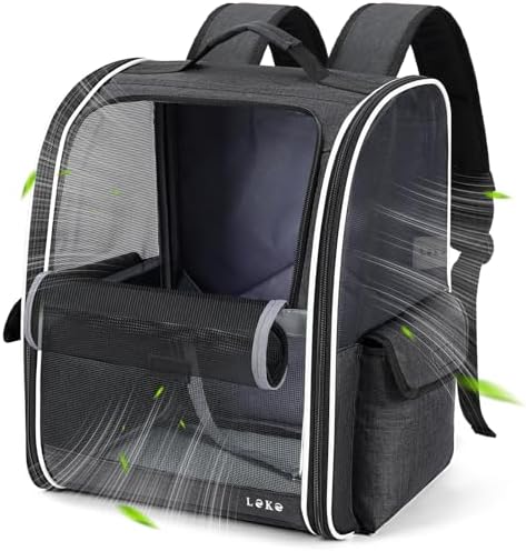 Lekereise Dog Carrier Backpack for Small Medium Large Dogs Cats up to 25 lbs, Breathable Pet Backpack Carrier with 3 Entrances, Collapsible Cat Backpack Carrier, Travel Hiking Puppy Backpack