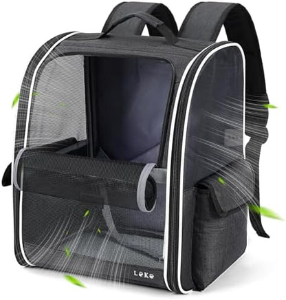 Lekereise Dog Carrier Backpack for Small Medium Large Dogs Cats up to 25 lbs, Breathable Pet Backpack Carrier with 3 Entrances, Collapsible Cat Backpack Carrier, Travel Hiking Puppy Backpack