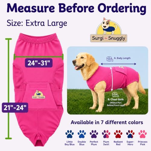 Surgi Snuggly Dog Surgery Recovery Suit, Cone Alternative, Spay/Neuter XL