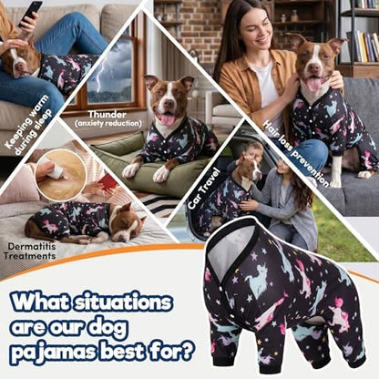 LovinPet Dog Clothes, Pajamas for Dogs XL, Wild Horses Galloping Print, XL