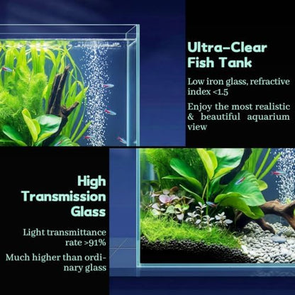 LAQUAL 2 Gallon Fish Tank Starter Kit with Fish Net, 1 Water Changer Siphons & 2 Cleaning Cloth, Crystal Clear Glass Fish Tank, Small Fish Tank/Aquarium for Betta & Goldfish, Nice Home Décor