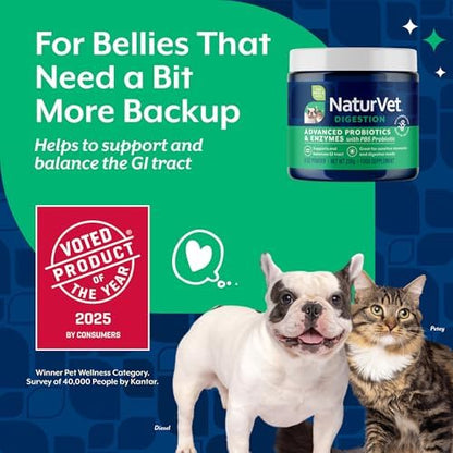NaturVet Advanced Probiotics & Enzymes Supplements for Dogs & Cats - 8 oz
