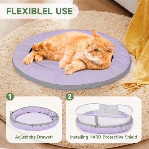 Cat Bed for Indoor Kitten Bed Washable, Anti Anxiety Round Donut Pet Beds for Small Dogs Cats, Super Soft Plush Fur Pet Bed (Purple，18 Inches)