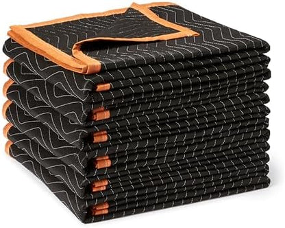 Amazon Basics Reinforced Tear-Resistant Moving Blankets, 72" x 40", Black, 6-Pack