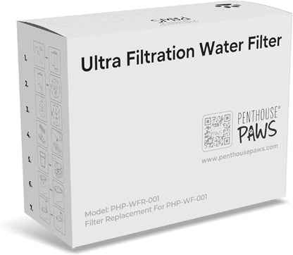Penthouse Paws Smart Wireless Water Fountain Filter Black, 3 UltraFiltration Filters, 6 Foam Filters & 6 Sponges, Compatible with 3.5L Smart Wireless Fountain, Easy to Clean, for Cat and Dog, White