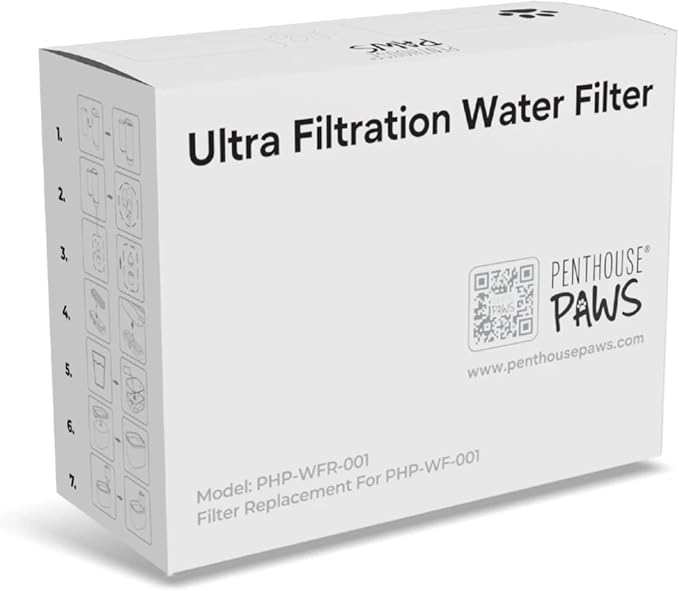 Penthouse Paws Smart Wireless Water Fountain Filter Black, 3 UltraFiltration Filters, 6 Foam Filters & 6 Sponges, Compatible with 3.5L Smart Wireless Fountain, Easy to Clean, for Cat and Dog, Black