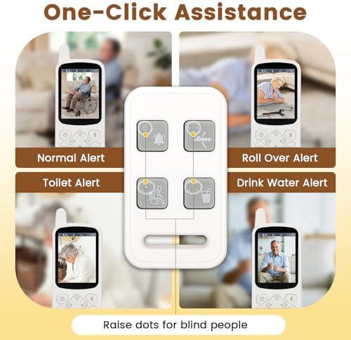 Elderly Monitor with Camera and Audio Two Way Talk Baby Monitors for Seniors No Wi-Fi Video Monitor with Call Button for Home and Nursing Home Use Ideal for Dementia Patients and Elderly Care