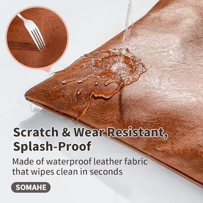 SOMAHE Waterproof Leather Dog Bed, Bolster Couch, 24x19x9 Brown