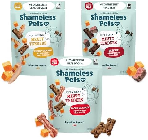 Shameless Pets Meaty Tenders Variety Pack, Soft Dog Treats, 3-Pack