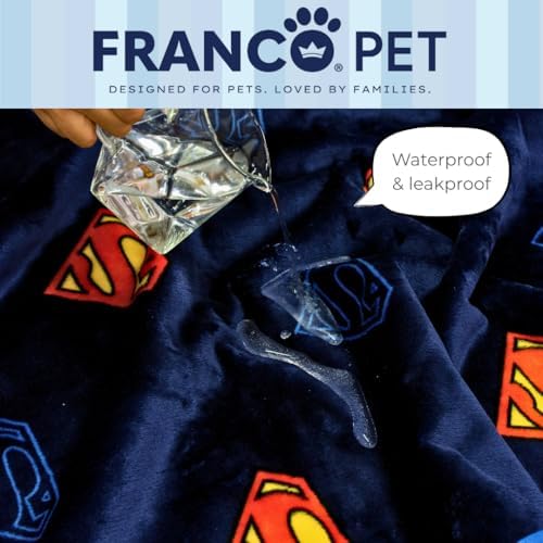 Superman DC Comics Waterproof Dog Bed Cover, Large 40x50 Pet Blanket for Furniture Bed Couch Sofa, (Officially Licensed) by Franco
