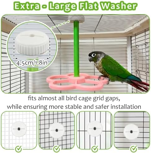 Washable Bird Spinning Perch Toy, with 1.8'' Washer Fit Most Cages