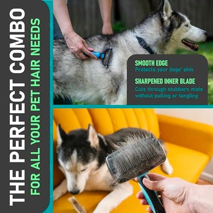 Maxpower Planet Dog Rake and Brush Set for Shedding, Undercoat & Mats