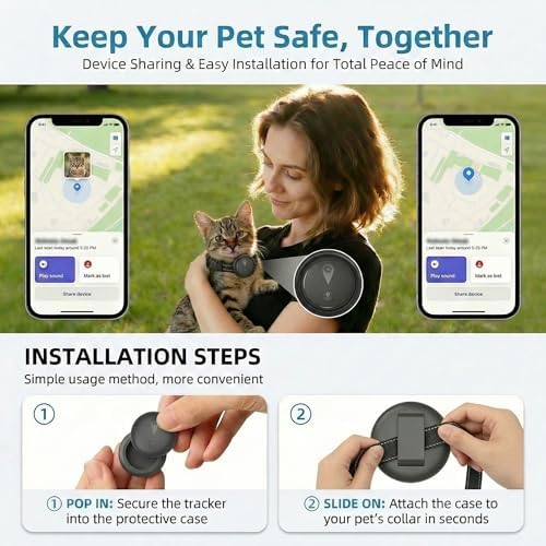 GPS Pet Tracker for Dogs & Cats, Smart Collar with Real-Time Location