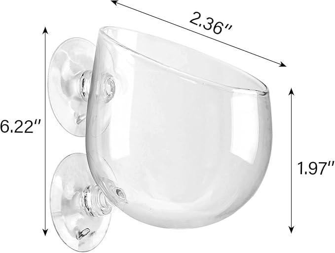 WHJY Clear Glass Aquarium Suction Cups, Round Plant Holder, Fish Tank Plant Pots - Set of 2, Transparent