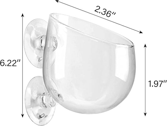 WHJY Clear Glass Aquarium Suction Cups, Round Plant Holder, Fish Tank Plant Pots - Set of 2, Transparent