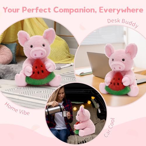 MaoGoLan Pig Stuffed Animal Kawaii Cute Pig Plush, 11.8" Watermelon Stuffed Pig Plushies Toy, Gift for Girls Kids Boys Adults, Home Room Office Desk Decor (Pink)
